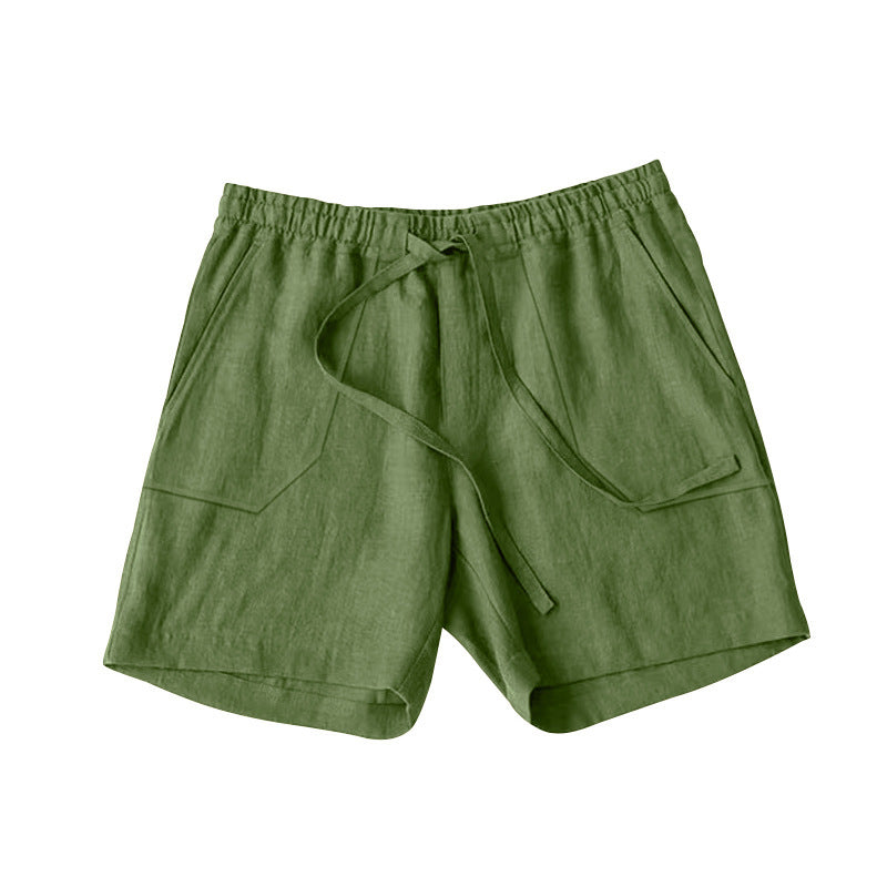 Shorts d'été en lin pour femmes avec taille élastique et poches pratiques Lune London