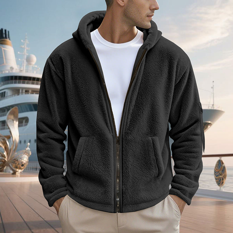 Men's fleece sweatshirt with shiny zipper and practical pockets Lune London