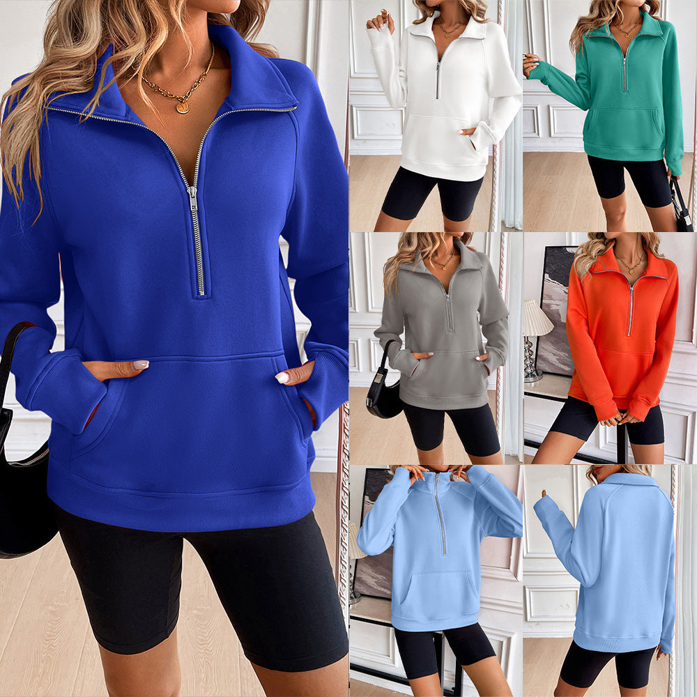 Women's sweatshirt with high collar and zipper Lune London