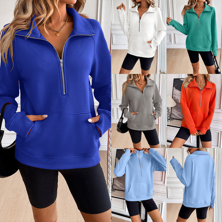 Women's sweatshirt with high collar and zipper Lune London