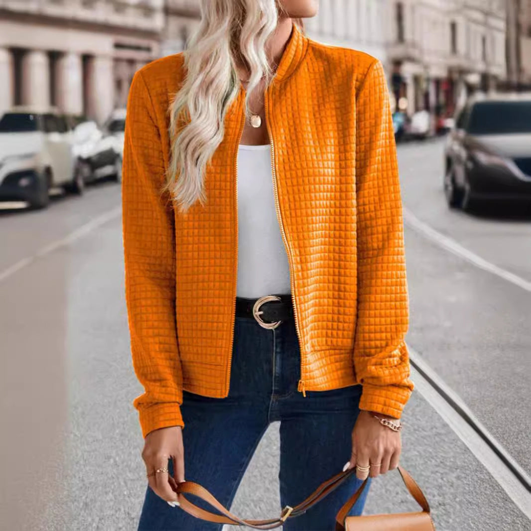 Ladies quilted leisure jacket with high collar and zipper Lune London