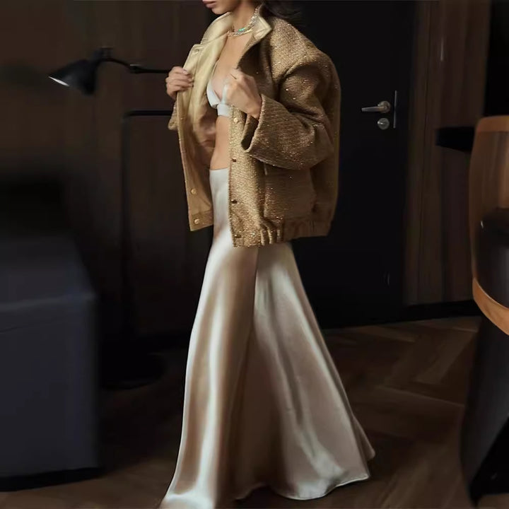 Ladies glamorous sparkling jacket with oversized fit and trendy pockets Lune London