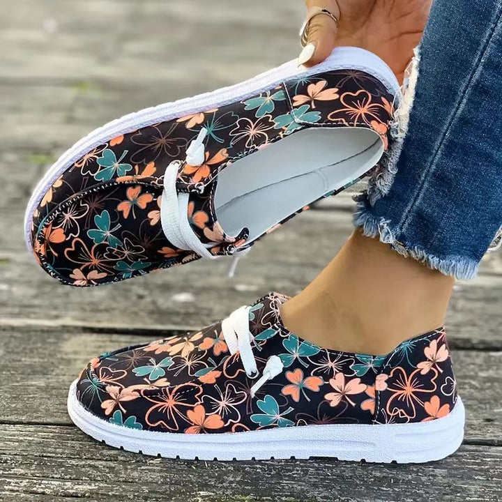 Leisure sneakers for women Designer with floral pattern and comfortable sole Lune London