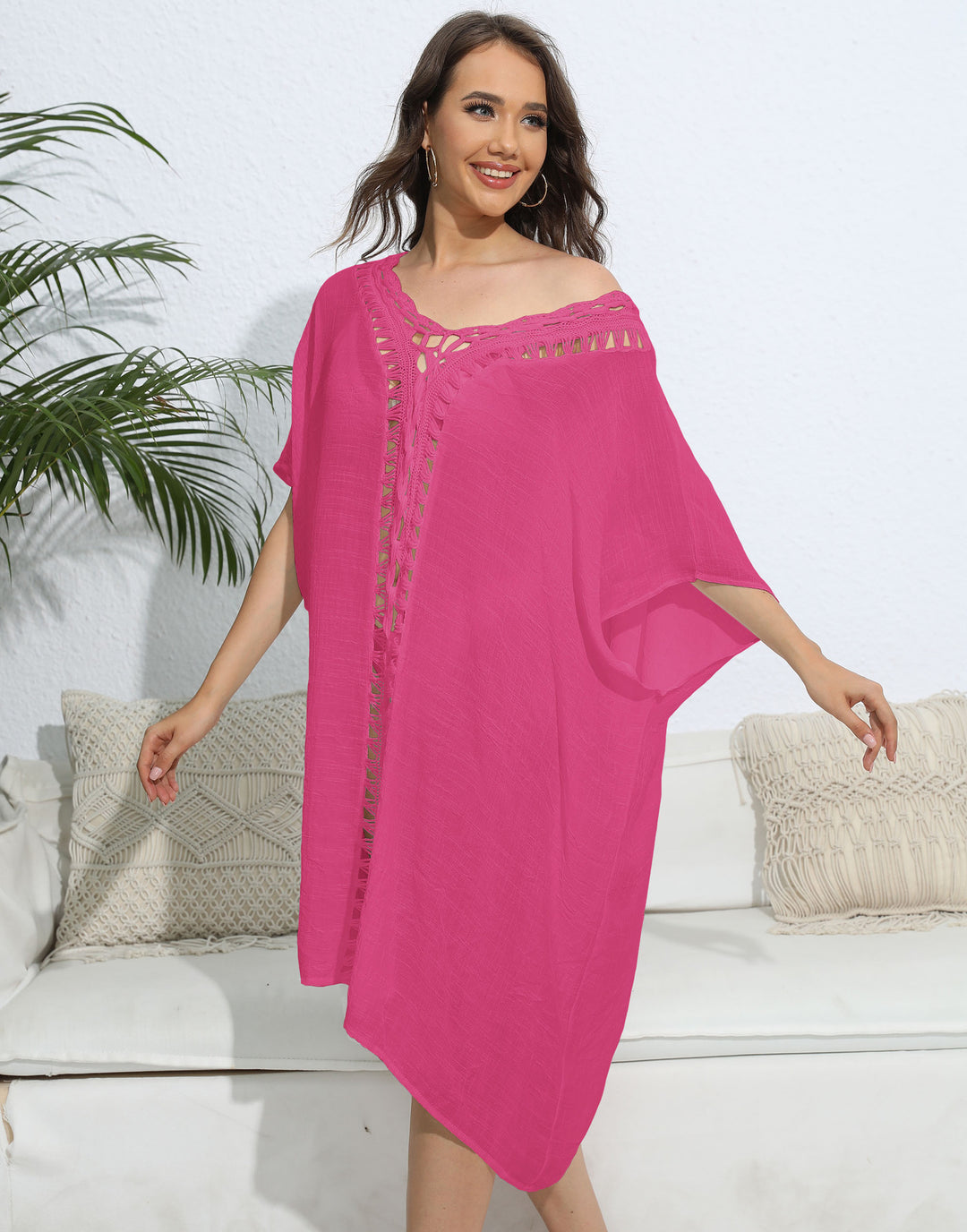 Women Boho lace swimsuit neckline tunic Lune London
