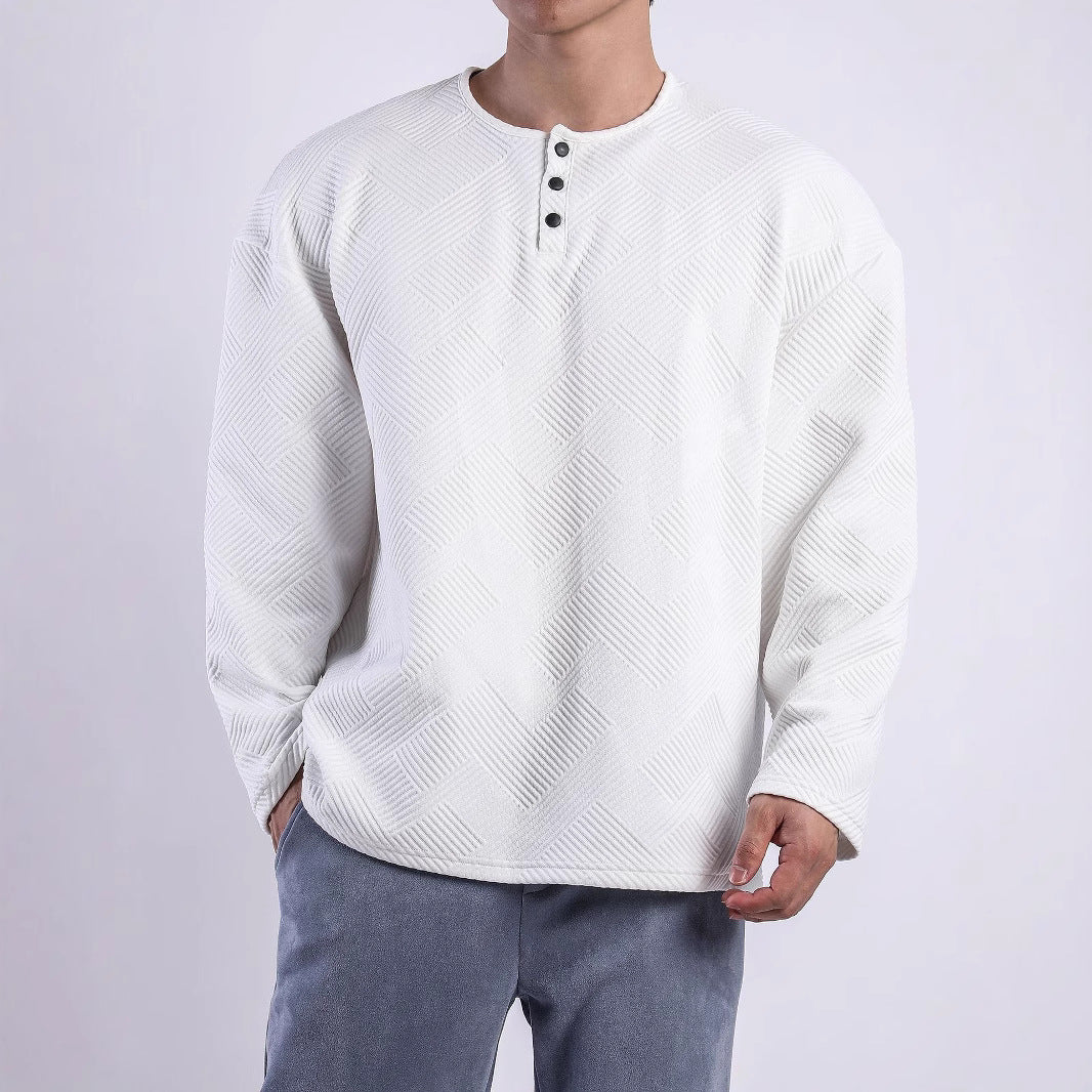 Long sleeve shirt for men with button-down collar and structured pattern Lune London