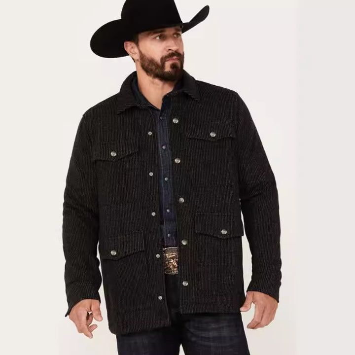 Robust cotton jacket for men with a rustic look featuring practical flap pockets Lune London