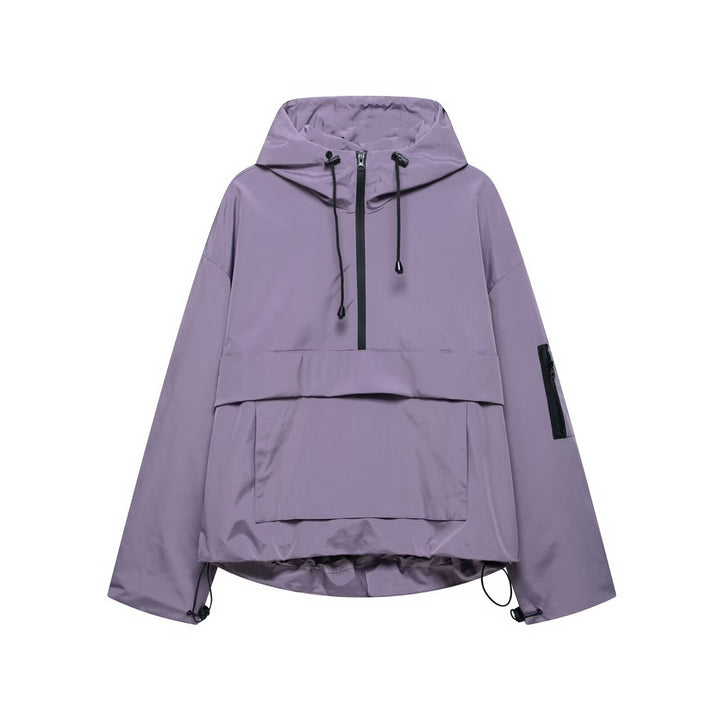 Lightweight transition jacket for women with practical zipper and adjustable hood drawstring Lune London