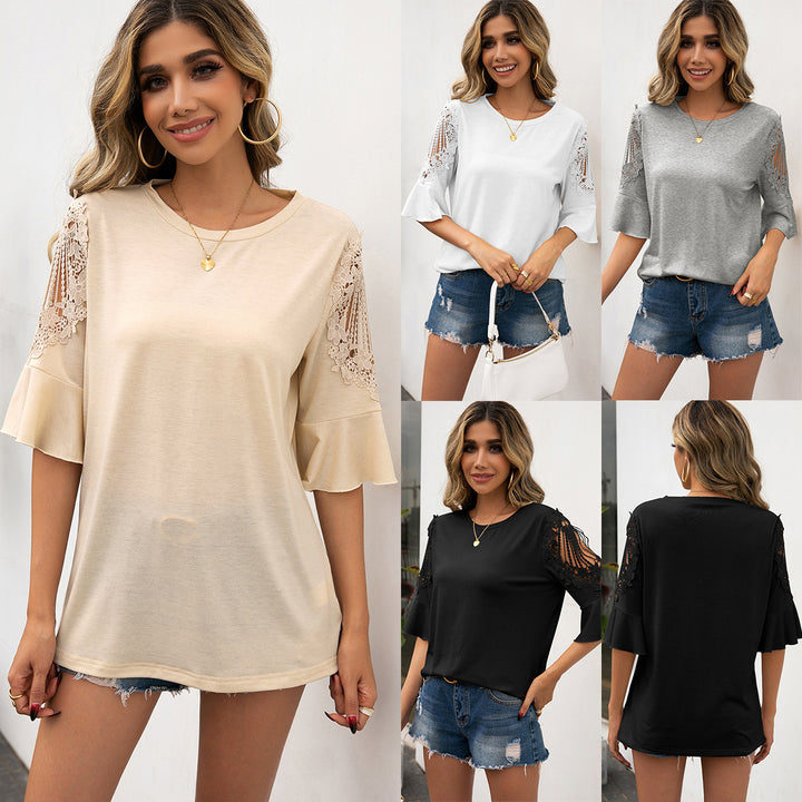 Women's blouse with lace sleeves and a flowy cut Lune London