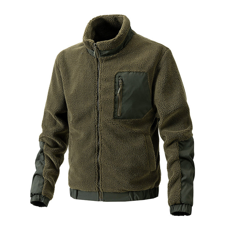 Fleece jacket for men with high collar and side zip pockets Lune London