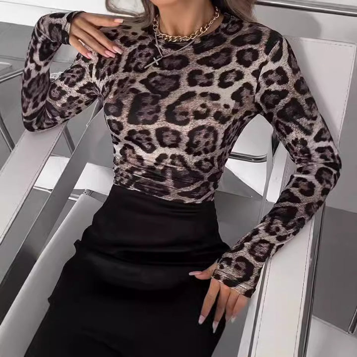 Woman Long-sleeve top with animal print and sculpting cut Lune London