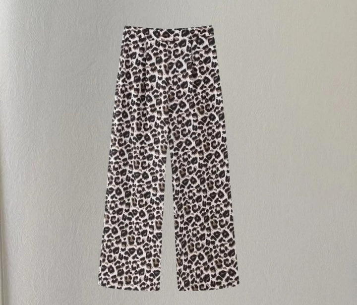 Women Large Leopard Print Chic Pants