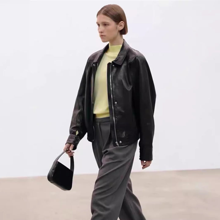 Veste décontractée en faux cuir pour femmes avec des manches volumineuses Chic & Stil