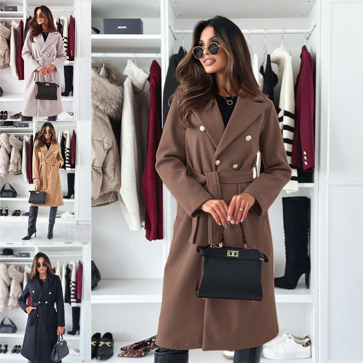Women's double-stitched trench coat with a cinchable belt and elegant structure Lune London