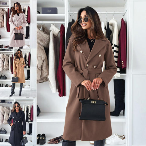 Women's double-stitched trench coat with a cinchable belt and elegant structure Lune London