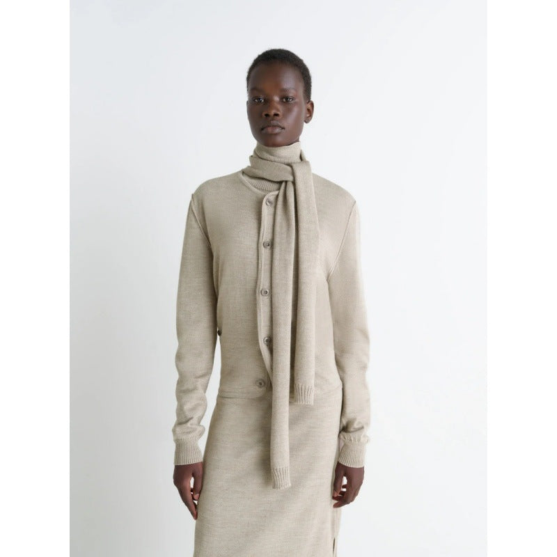 Ladies Elegant Knitted Sweater with High Neck and Removable Flap Lune London