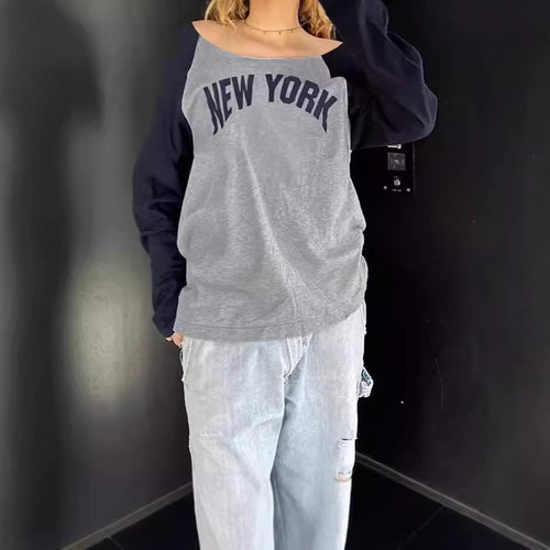 Ladies Casual Sweatshirt with Trendy Print and Contrasting Sleeves Lune London