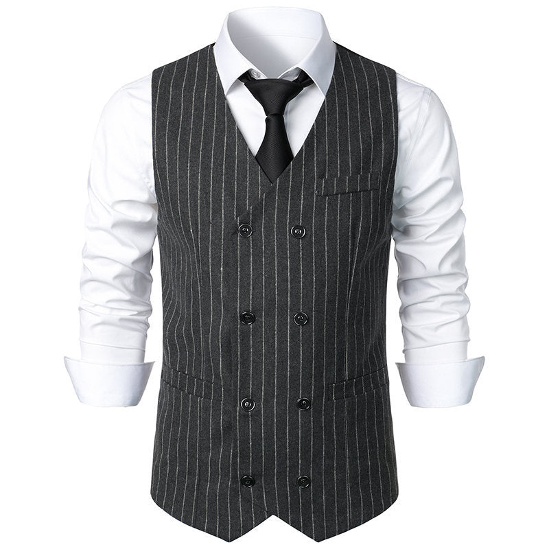 Elegant men's suit vest with classic striped design and practical pockets Lune London