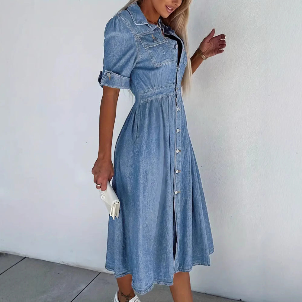 Lune London Denim Button-Up Shirt Dress for Women