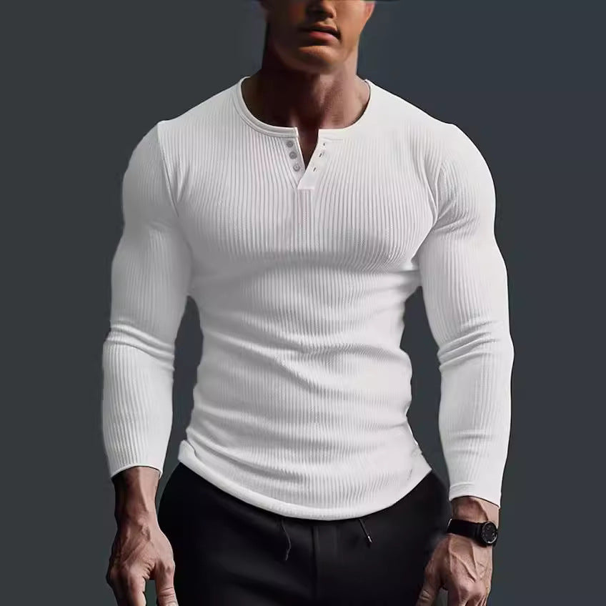 Men's long sleeve T-shirt with textured ribbed pattern Lune London