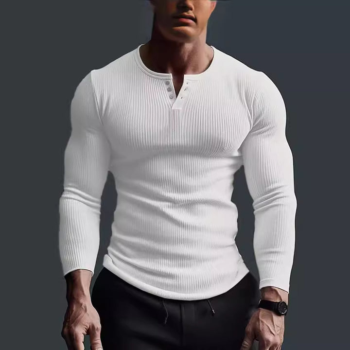 Men's long sleeve T-shirt with textured ribbed pattern Lune London