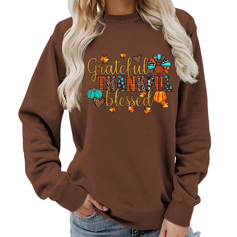 Sweatshirt pour femme avec motif de remerciement d'automne Chic & Stil