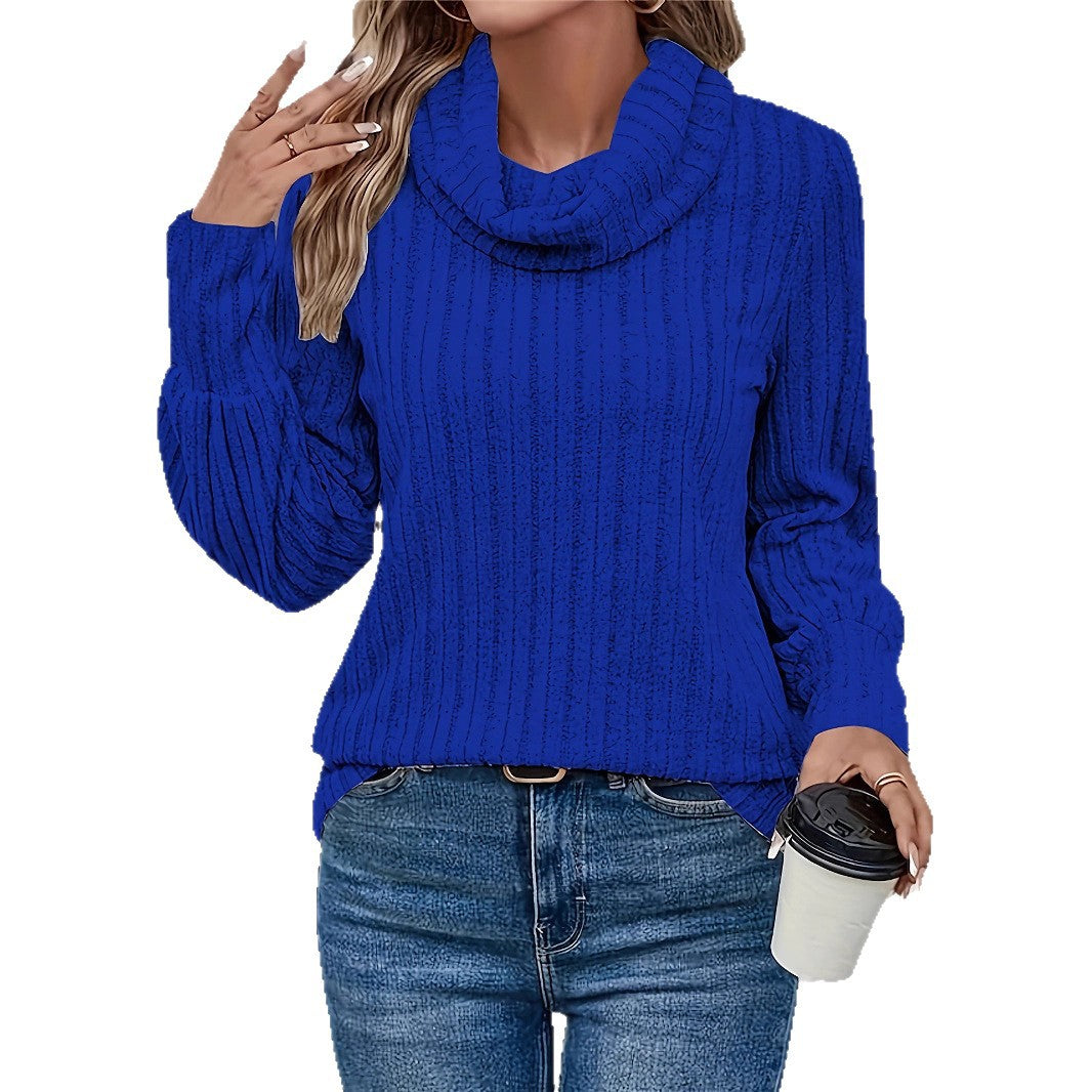 Comfortable sweater for ladies with wide collar and textured pattern Lune London