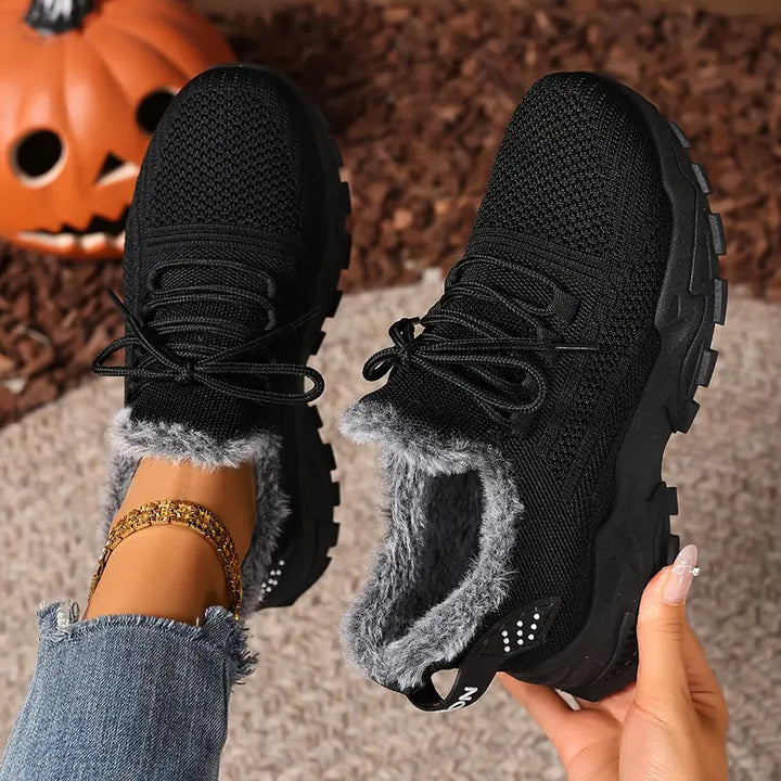 Ladies Cozy Sneakers with Fleece Lining Lune London