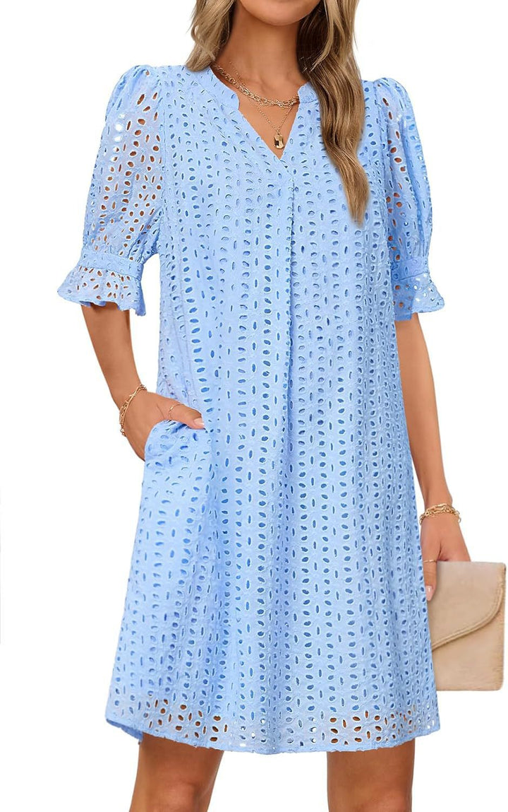 Fluid summer dress for women with elegant lace details Lune London