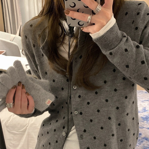 Cardigan en tricot à pois à la mode pour femmes Chic & Stil
