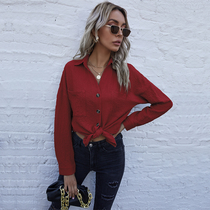 Casual blouse for women with front button design and bow closure Lune London