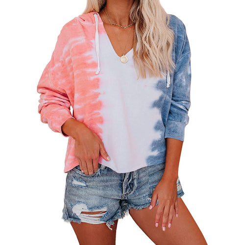 Casual hooded sweatshirt for women with a modern tie-dye design Lune London