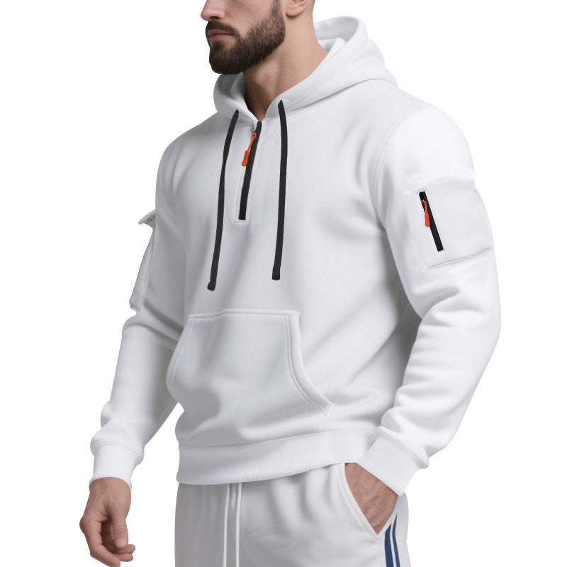 Functional hoodie for men with contrasting zipper and practical pockets Lune London