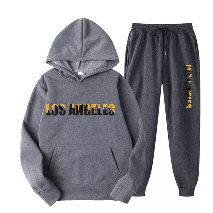 Women's leisure hoodie and jogging pants set with casual Los Angeles lettering Chic & Stil