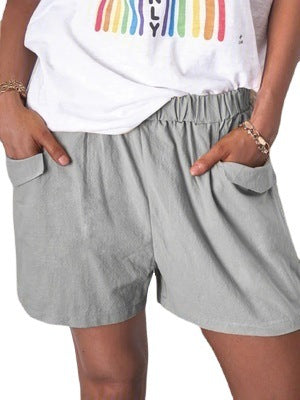 Women's High Waist Leisure Shorts with Chic Pockets and Style