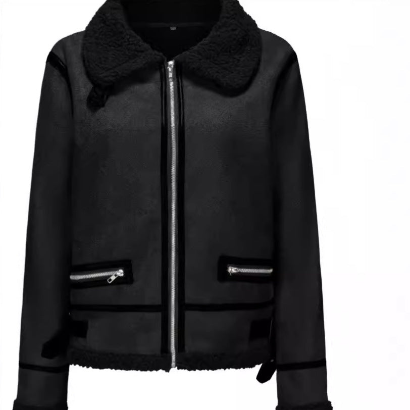 Ladies plush and elegant faux fur coat with zipper Lune London