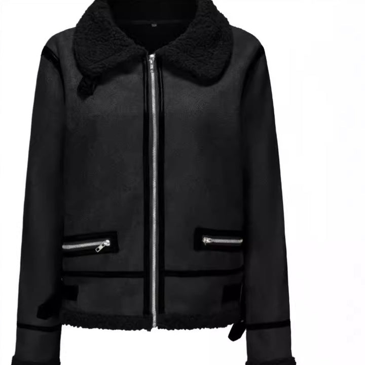 Ladies plush and elegant faux fur coat with zipper Lune London