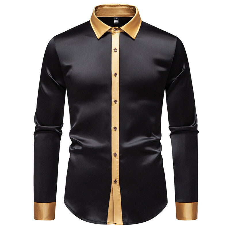 Men's Long-Sleeve Shirt with Modern Satin Details Lune London