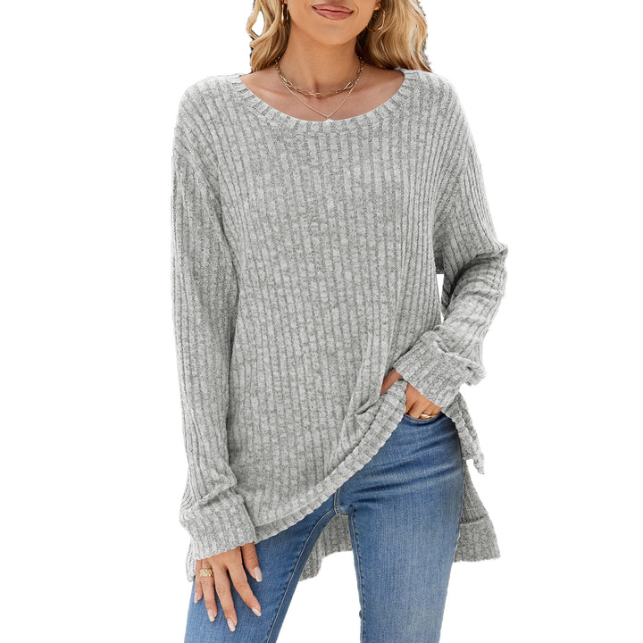 Lune London Ribbed Velvet Long Sleeve Casual T-Shirt for Women