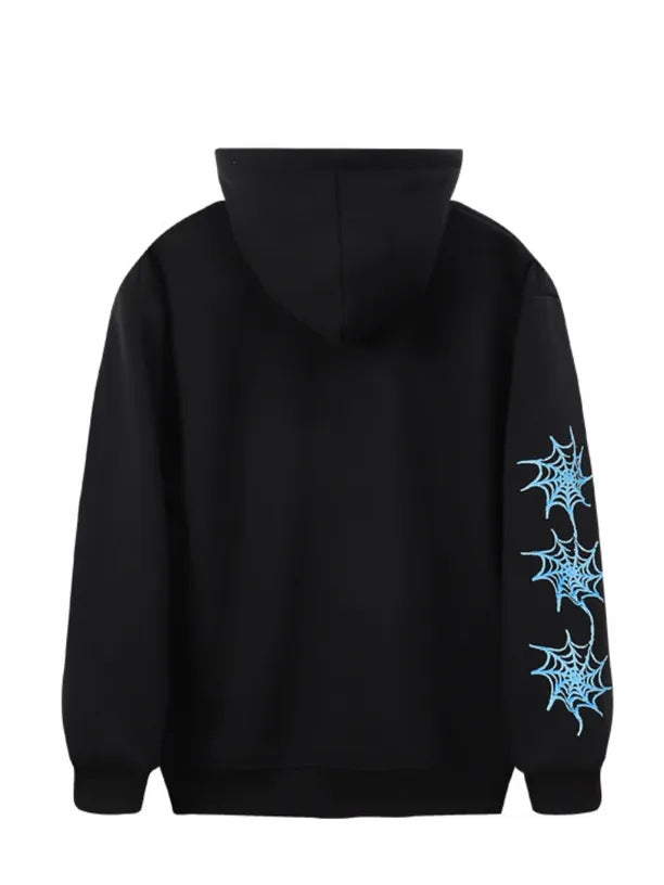 Women's hoodie with a creative spider web design and a trendy logo Lune London