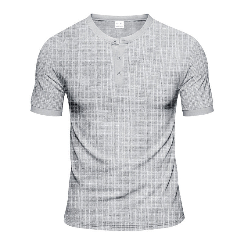 Men's Short Sleeve Henley T-Shirt with Modern Structured Design Lune London
