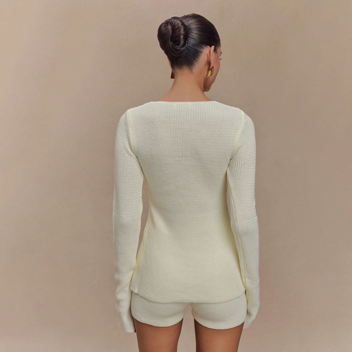Women's knit short set with a versatile lace design Lune London