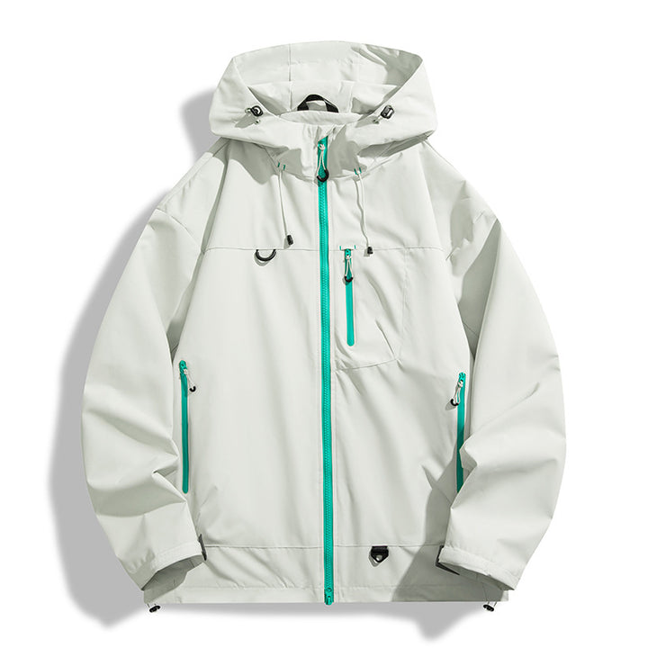 Waterproof outdoor jacket for men with hood and breathable inserts Lune London