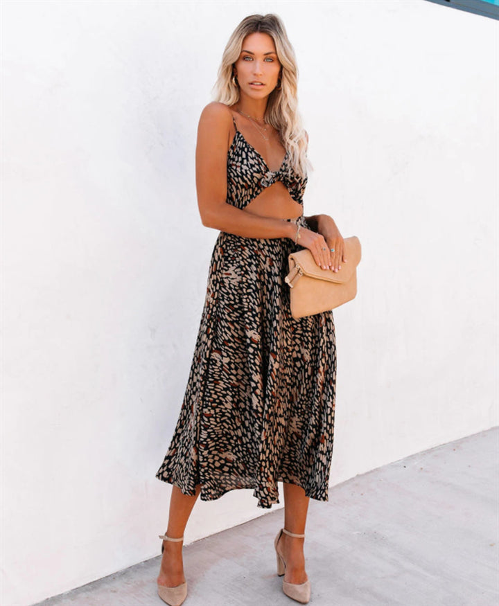 Midi dress for women with a playful cut and a flowy material Lune London