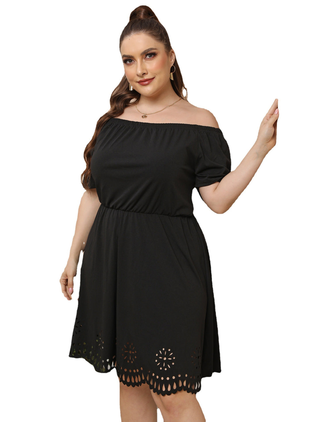 Off-Shoulder A-Line Dress for Women with Chic Cut-Out Detail and Style