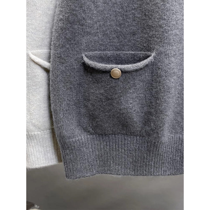 Knitted vest for women with button details and side pockets Lune London