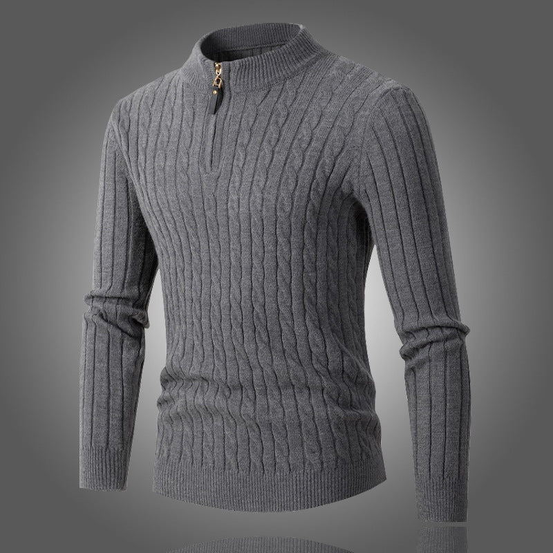 Men's Elegant Turtleneck Sweater with Modern Zip Closure and Ribbed Structure Lune London