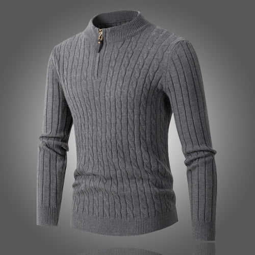Men's Elegant Turtleneck Sweater with Modern Zip Closure and Ribbed Structure Lune London