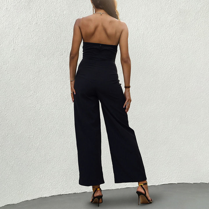 Jumpsuit sans dos pour femmes avec jambes larges et accentuation élégante de la poitrine Chic & Stil