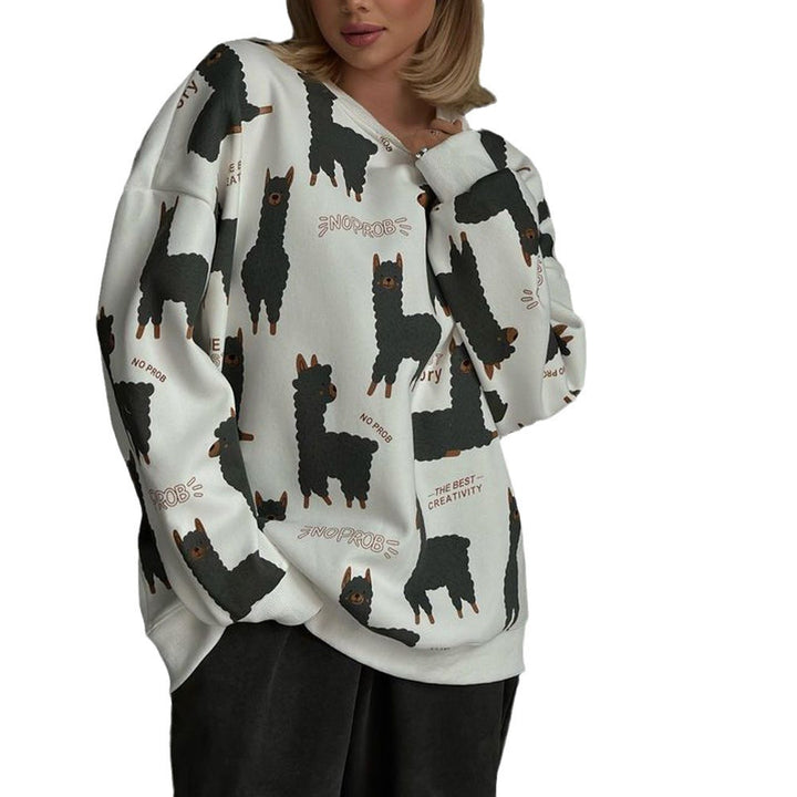 Casual sweatshirt for women with creative llama design Lune London