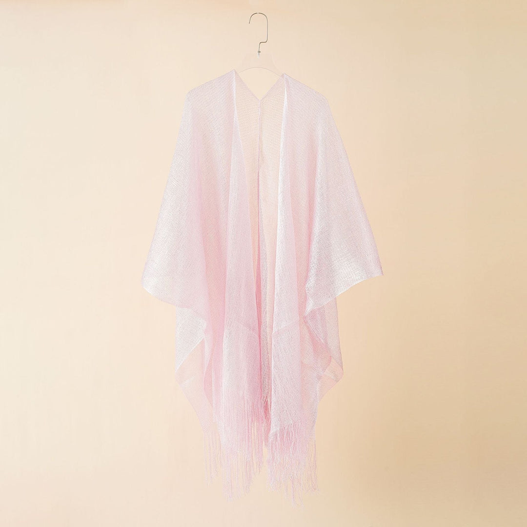 Women's Fringe Kimono Made of Transparent, Airy Structure Chic und Stil